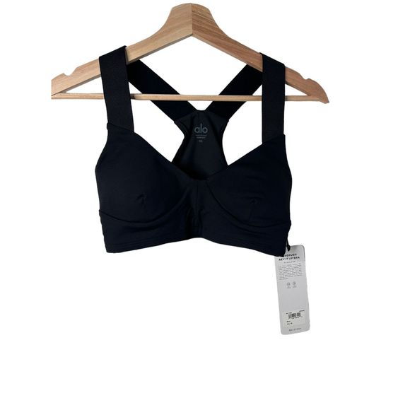 Alo Yoga AIRBRUSH REV IT UP BRA  Black NWT XS - Picture 3 of 5